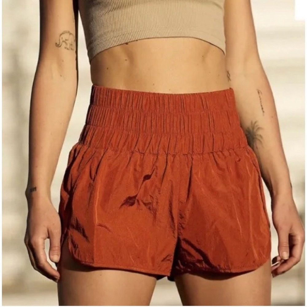 Free People FP Movement The Way Home Shorts Burnt Orange Rust‎ High Waist Medium